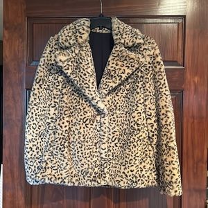 Kendall and Kylie faux fur leopard coat - reverses to black